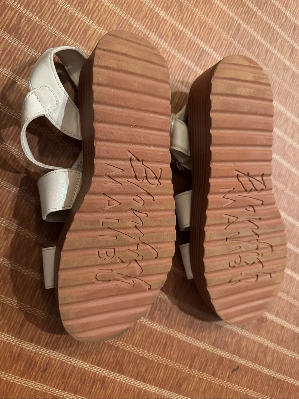 Blowfish White Cream Holographic Triple-Strap Sandals